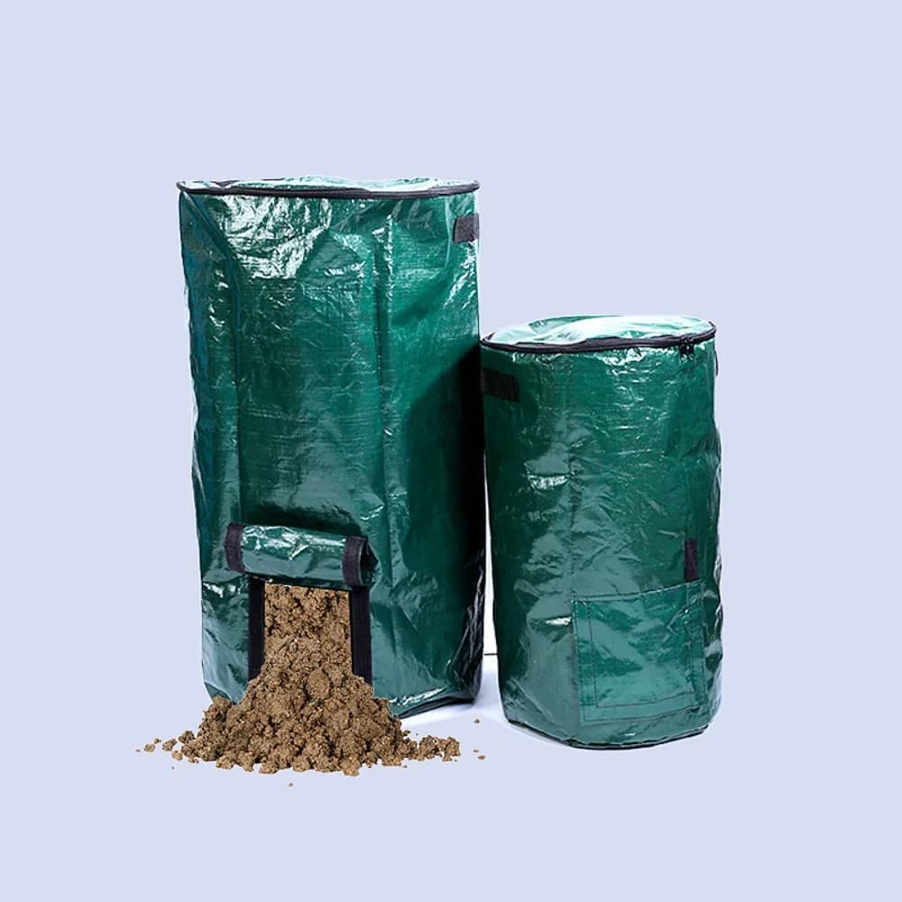 Wear Resist Compost Bin Bag Zippered Lid Sealed Leaf Lawn Bags Reusable with Handles Refuse Composter Fruit Kitchen Waste
