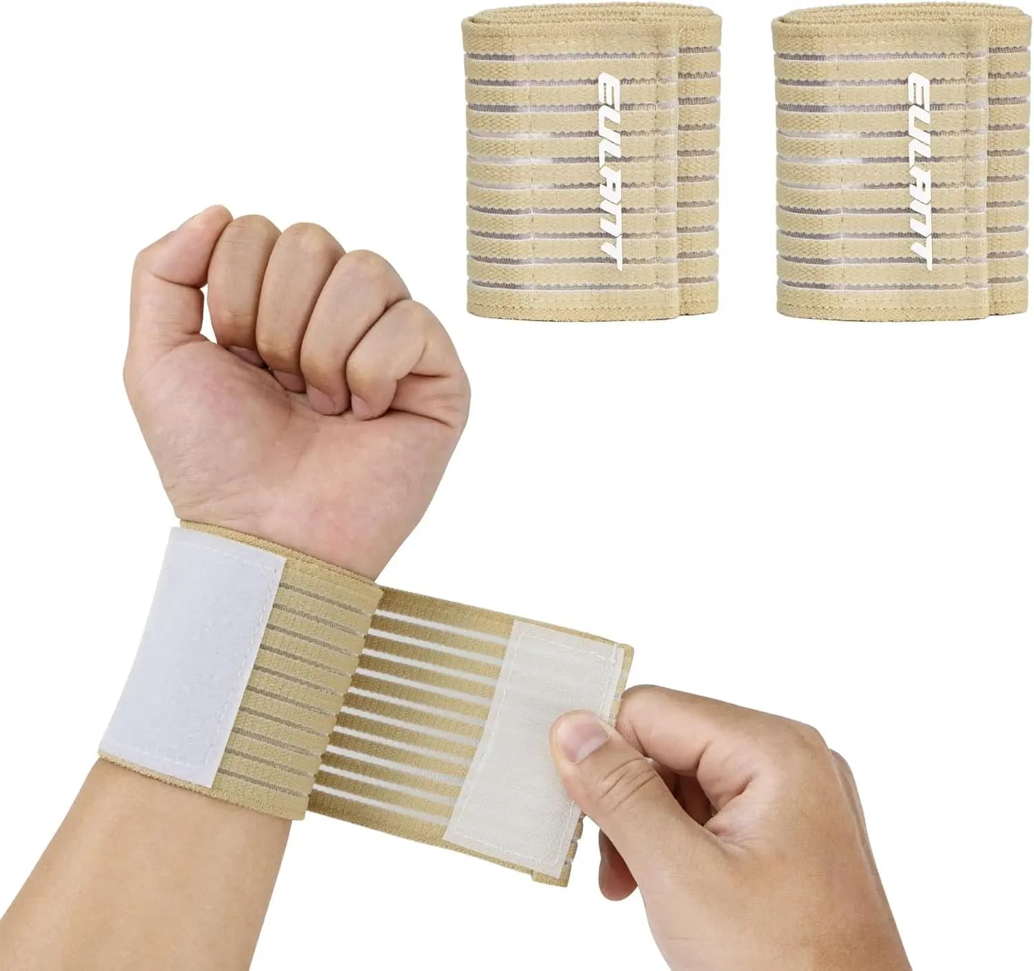 Elastic Wrist/Leg Support Brace 1 Pair, Adjustable Compression Wraps for Carpal Tunnel, Arthritis, Weightlifting, Sports