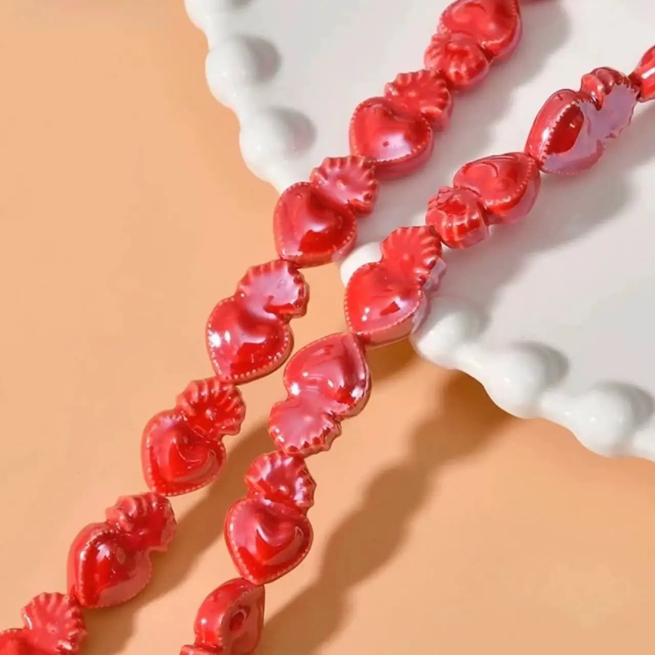 10 pezzi 24x16mm torcia a forma di cuore perline in ceramica per gioielli fai da te che realizzano accessori per collane e braccialetti con ciondoli
