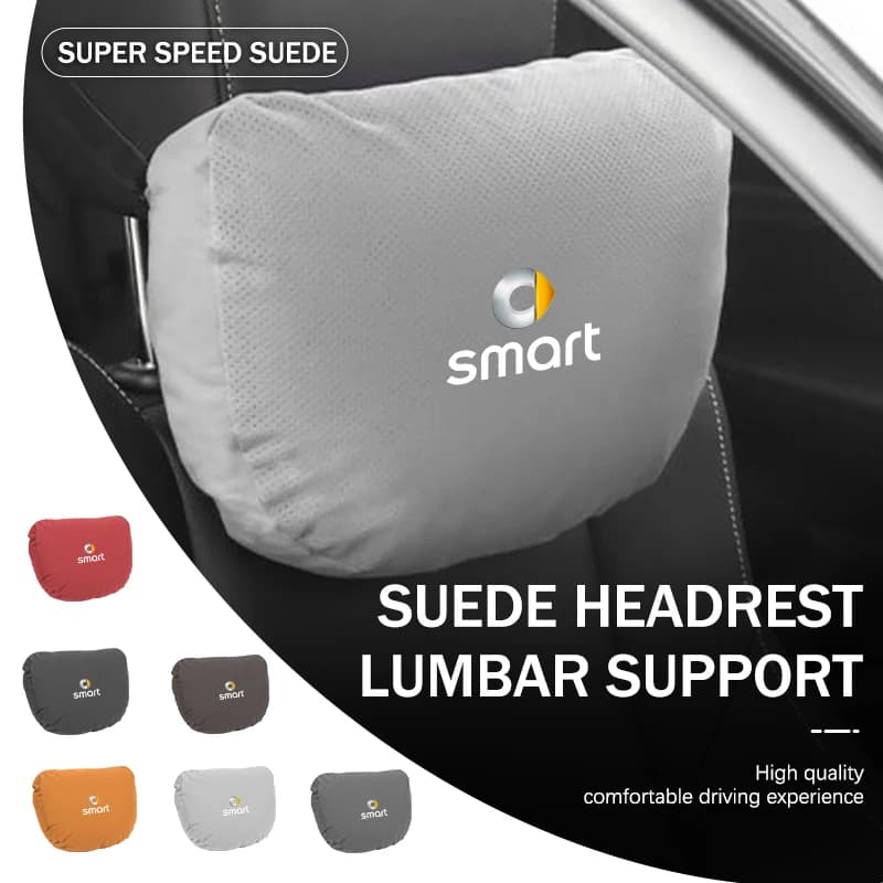 Suede Car Seat Neck Pillow Soft Memory Headrest Lumbar Support For Smart Fortwo 451 450 453 Forfour Cabrio Crossblade ROADSTER
