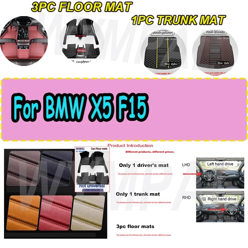 LUSSO custom car mats for BMW X5 F15 2013 2015 2016 2017 2018 Year Interior car details Car accessories Car mat