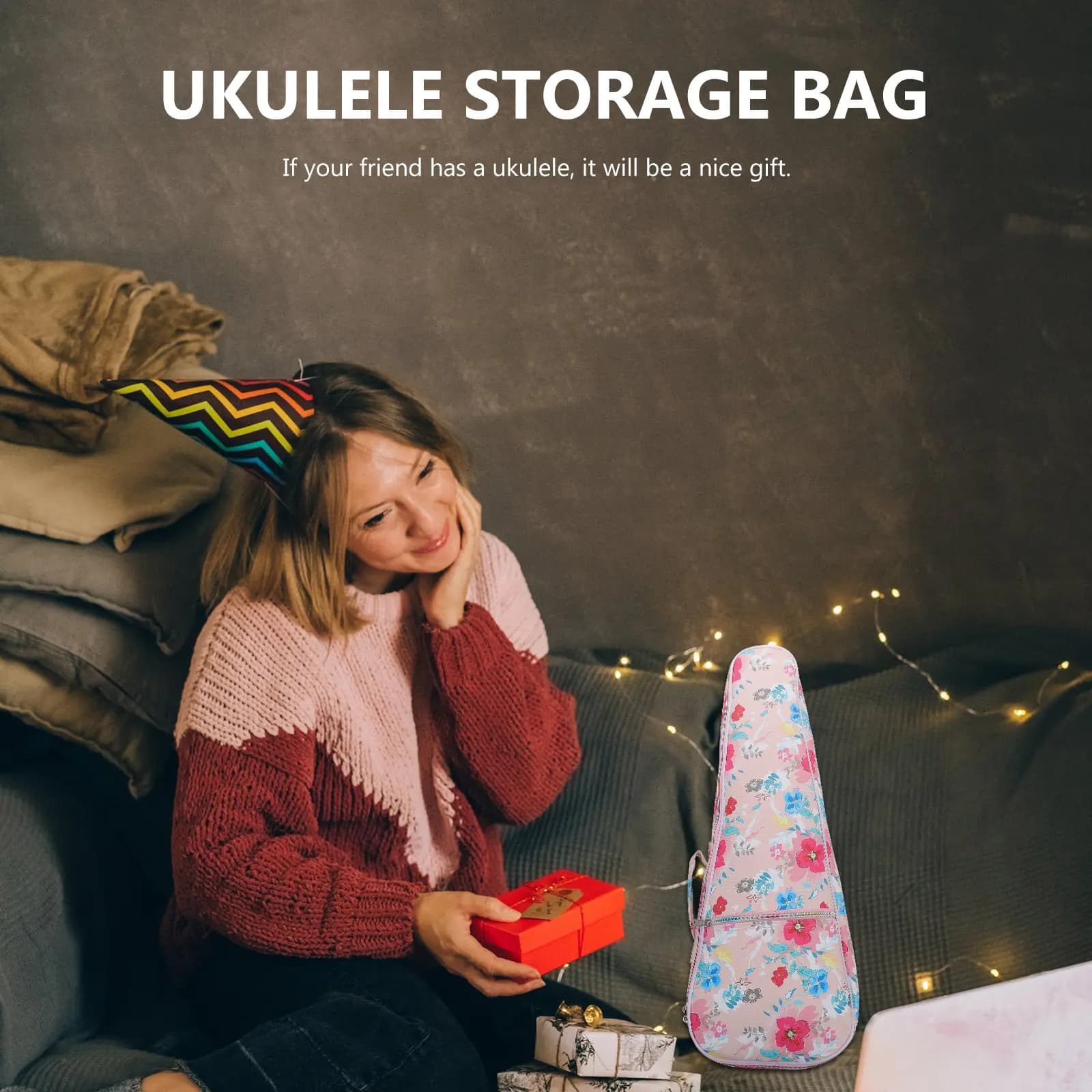 Borsa per ukulele, borsa elegante, zaino impermeabile in cotone PU, pratico strumento musicale per bambini