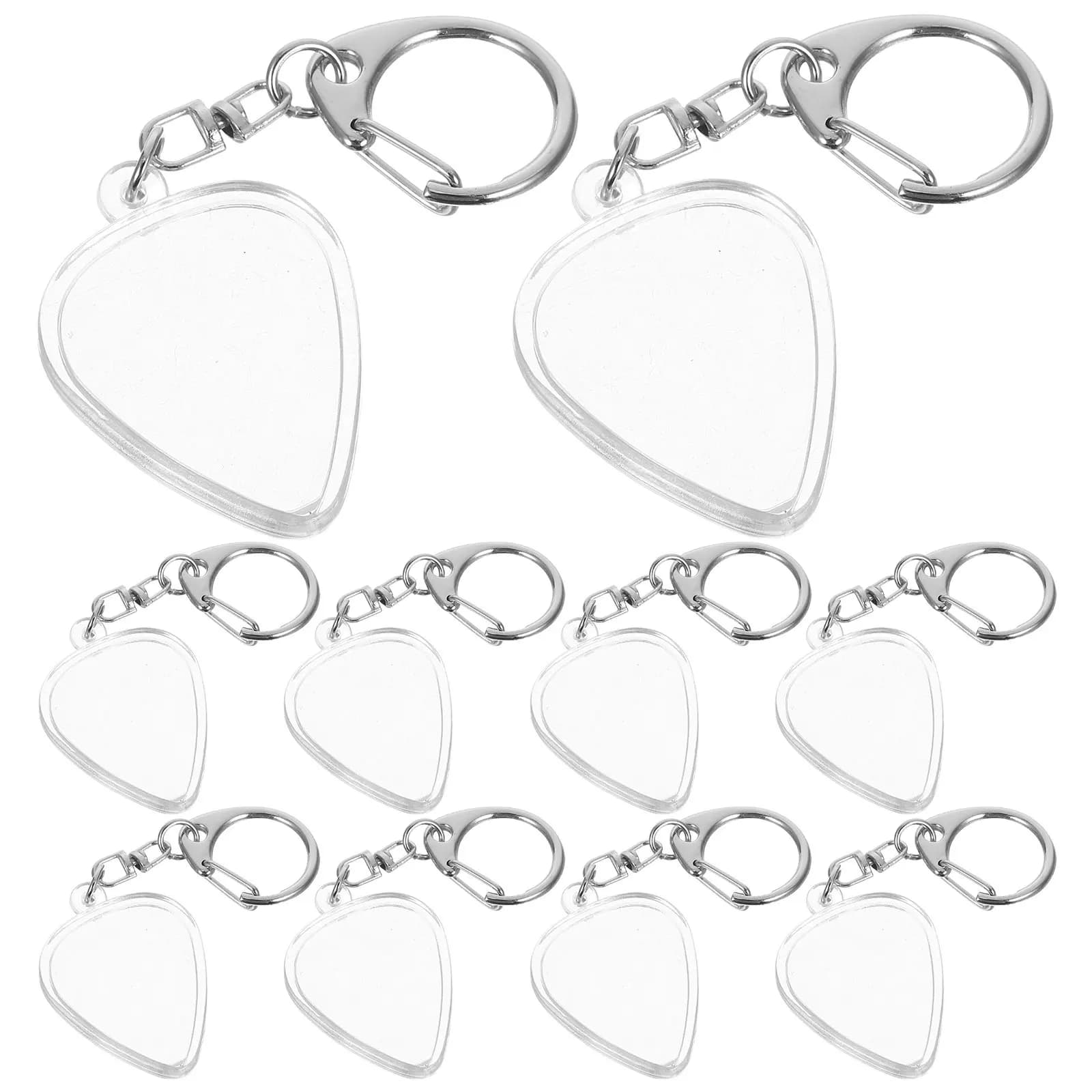 10 Pezzi Custodia Trasparente per Plettri da Chitarra, Portachiavi Portatile, Organizzatore in Acrilico per Plettri, Elegante Ciondolo per Chitarra Acustica