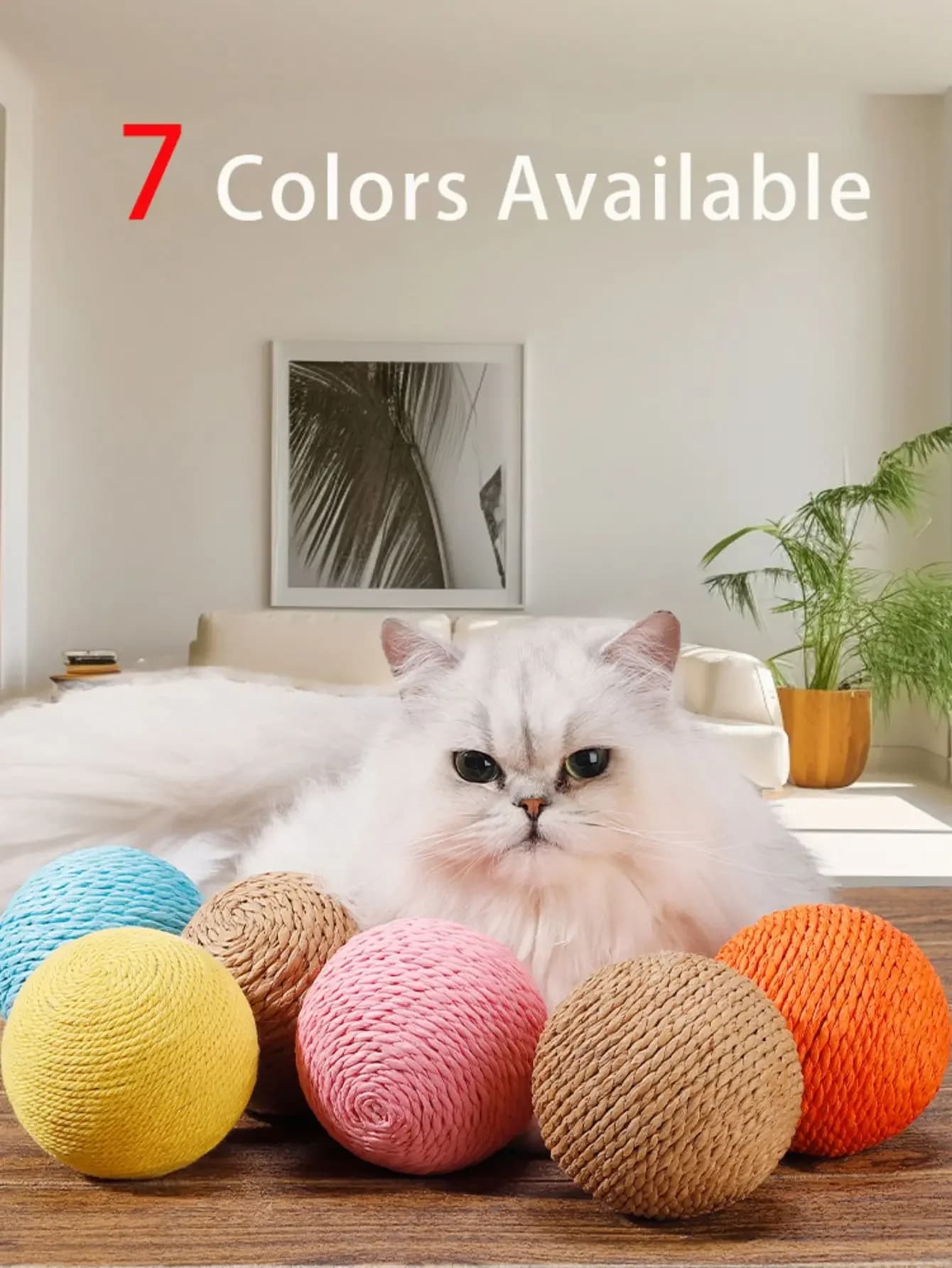 Giocattolo Interattivo per Gatti con Palla in Sisal da 10CM per Pulizia dei Denti dei Gattini, Anti-Morso, con Suono, Accessori per Animali Domestici