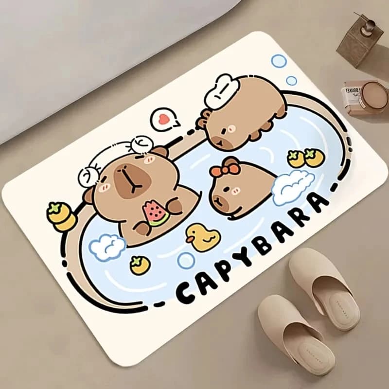 VIKAMA Tappetino da bagno simpatico e kawaii a forma di capibara, tappetino antiscivolo super assorbente per il bagno, tappeto morbido lavabile per interni domestici