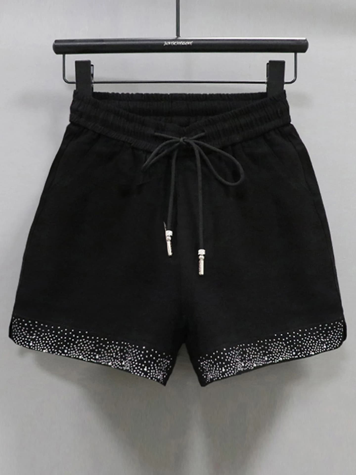 High Waist Elastic Waist Shorts Women's Hotfix Rhinestone Dopaamine Color New Korean Style Casual Loose Fit Versatile Hot Pants
