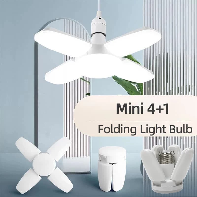 Lampadina LED pieghevole a forma di ventaglio E27 AC220V/110V Deformazione per plafoniere domestiche Magazzino e garage Luce a foglia bianca 6500K
