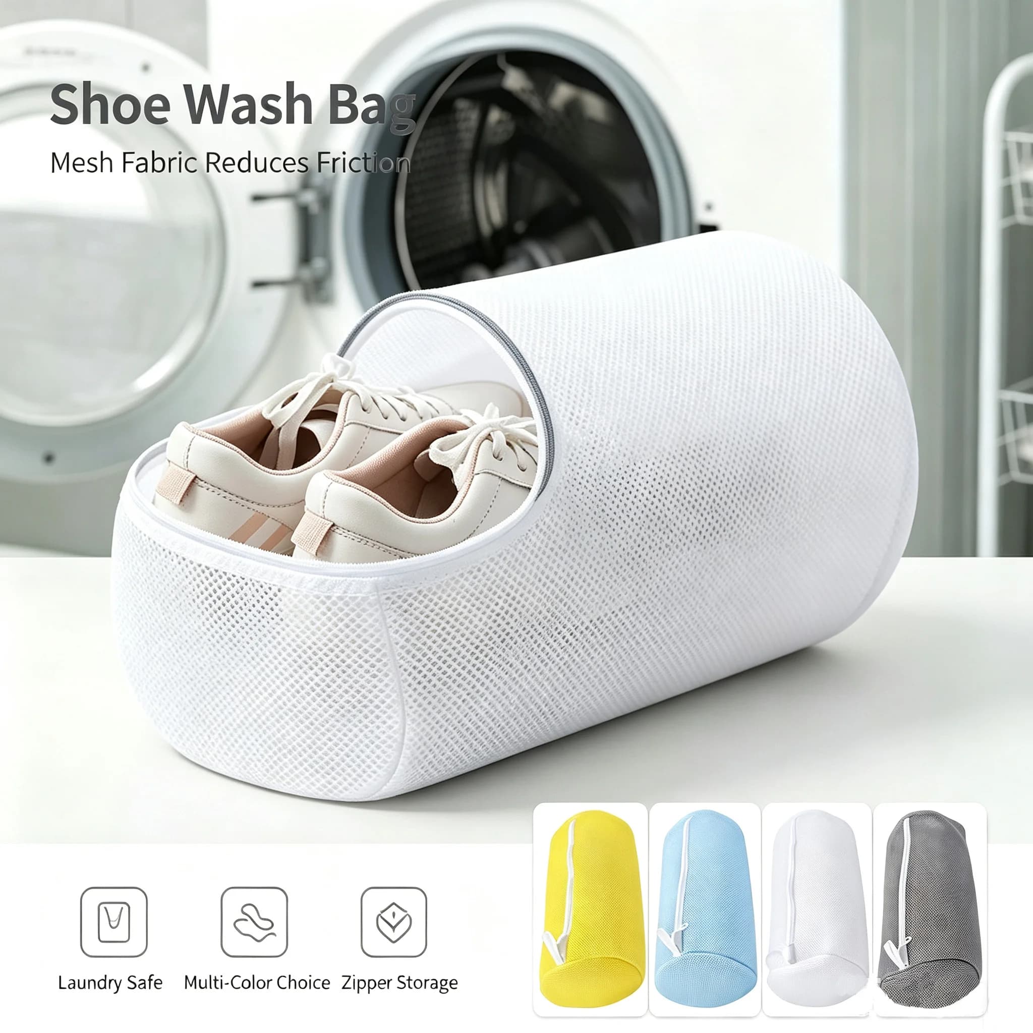1/2Pcs Shoe Washing Bag Padded Polyester Mesh Laundry Shoe Protector Effectively Remove Dirt Anti‑Deformation Reusable
