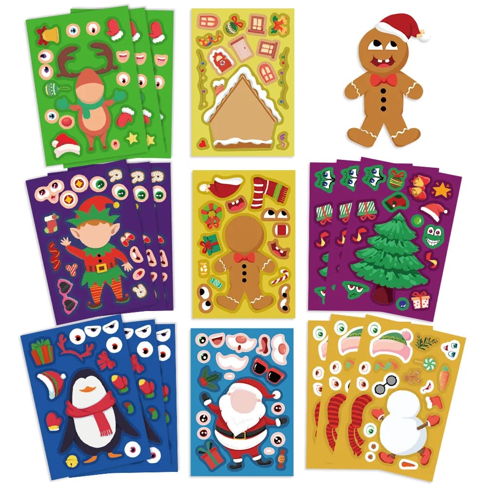8/16/24Pcs Vibrant Christmas Decoration Stickers for DIY Tree Puzzle Designs Perfect for Holiday Decor