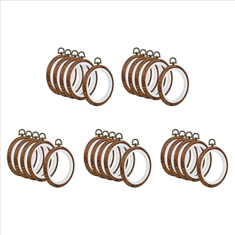 ABUP-25Pcs Embroidery Hoops Imitated Wood Embroidery Circle Round Display Frame Circle For Art Craft Sewing And Hanging