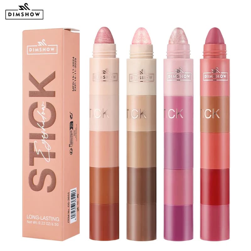 5-in-1 Lazy Eyeshadow Pen Highlighter No-Makeup Look Eye Puff Pen Pearlescent Waterproof Eyeshadow Stick Set Complete Makeup Kit