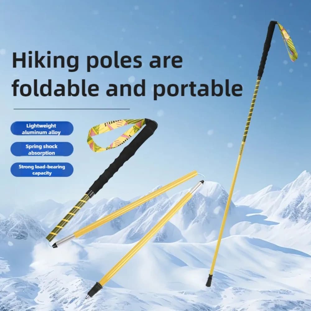 Foldable hiking poles for trail running, non-slip telescopic trekking poles, light trekking equipment, casual color