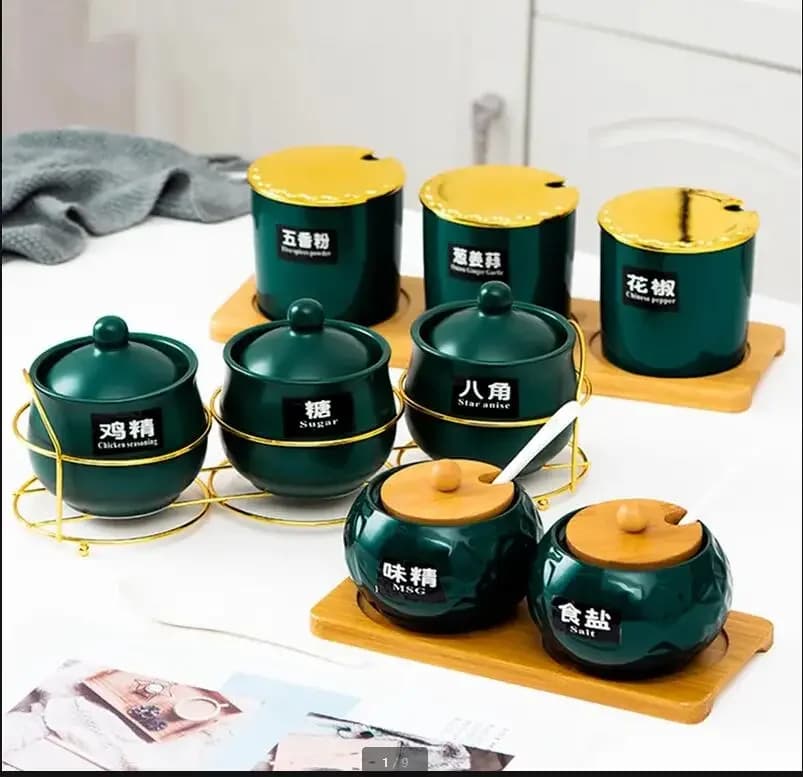 Vaso per condimenti in ceramica Barattolo per spezie Set da 3 pezzi Scatola per condimenti Forniture per la cucina di casa Contenitore per spezie Saliera Dispenser per condimenti