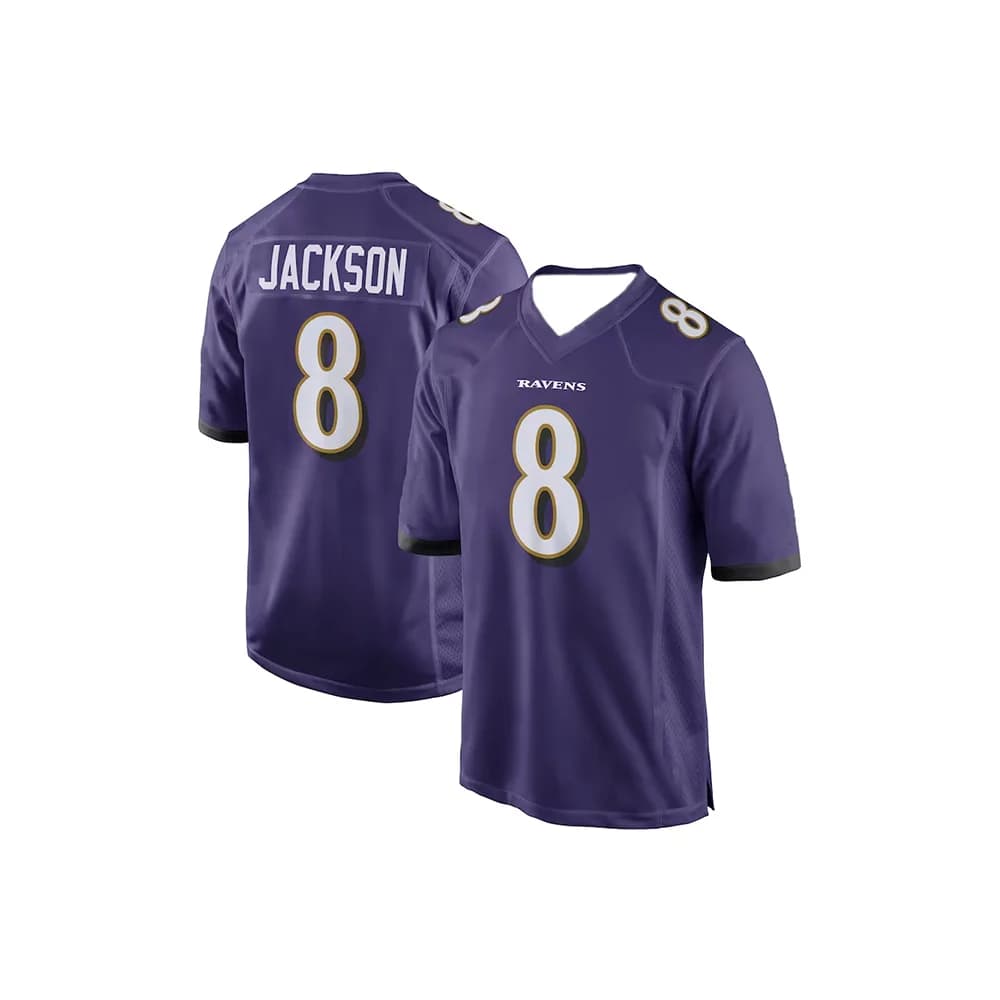 24-25 Maglia da football americano Baltimora per adulti Maglia da rugby Maglia da allenamento per abbigliamento sportivo T-shirt Ravens Jackson Numero 8