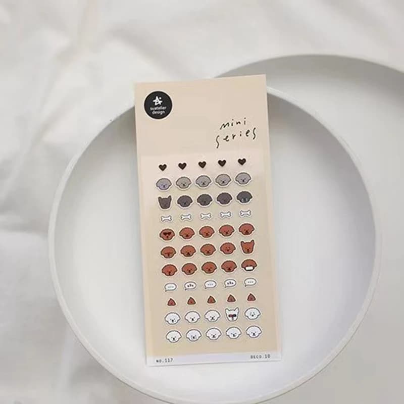 Suatelier 117 Mini adesivi per cani Set carino Nail Art Planner Diario Diario Cancelleria coreana Scrapbooking Forniture artigianali