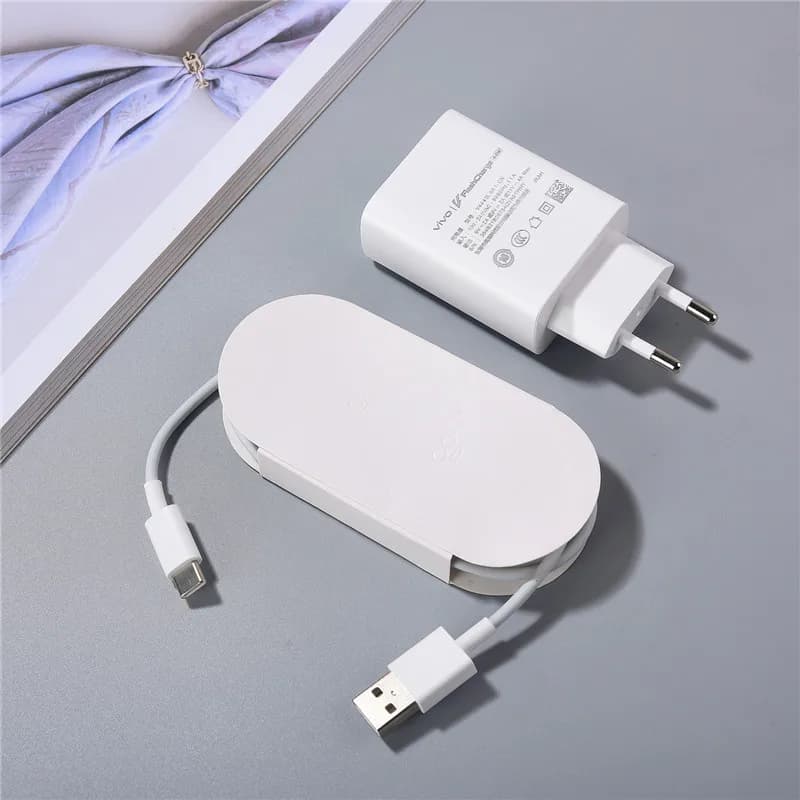Adattatore per caricabatterie da muro Fast Power Superflash da 44 W EU US VIVO per X70 X60 X50 S10 S12 Pro Y300 Y300i Y78 + Y76s Y50 Cavo USB C da 100 cm