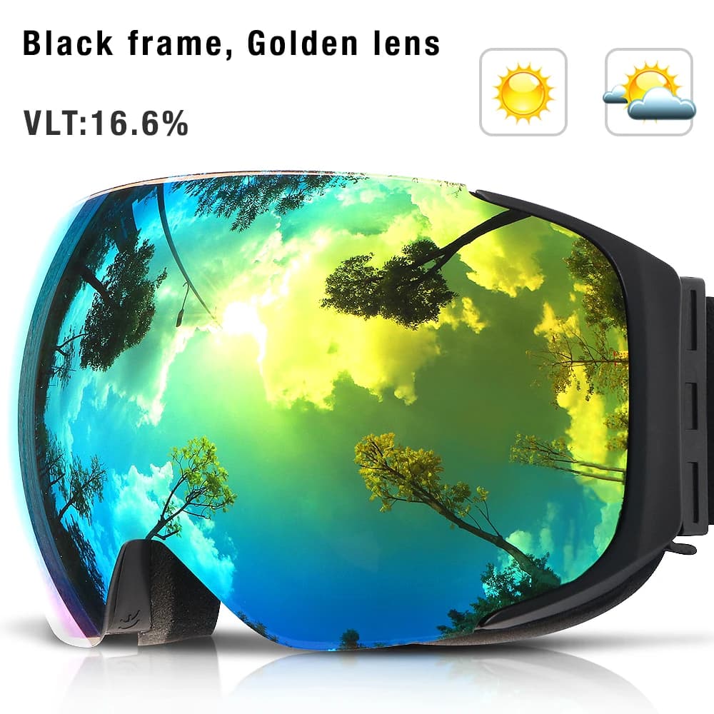 COPOZZ Magnetic Ski Goggles Men Women UV400 Protection Anti-Fog Ski Mask Outdoor Sport Snowboard Skiing Eyewear Adult