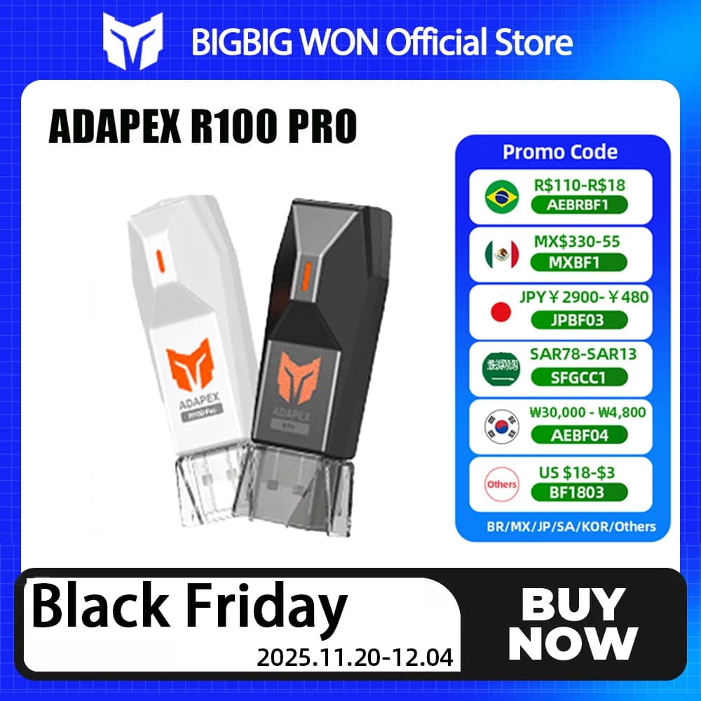 Adattatore Wireless BIGBIG WON R100 Pro per Xbox One e Xbox Series X | Controller S Elite Series 2 per PS5, PS4 e Switch, Compatibile con PS4/Switch/PC