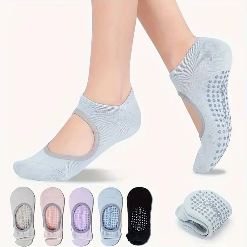 Women's professional yoga socks for gym, indoor and fitness sports, dance sports socks, Pilates, anti-slip, breathable silicone