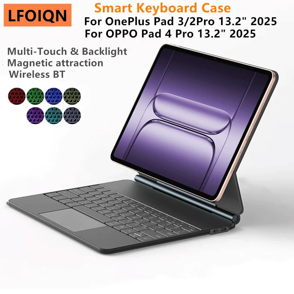 LFOIQN Magic Keyboard per OnePlus Pad 3 13.2 pollici, custodia intelligente con trackpad multi-touch per OPPO Pad 4, Pad4 Pro 13.2, custodia per tablet