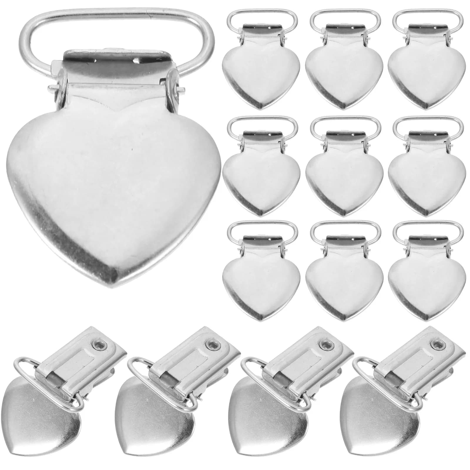 30Pcs Heart-Shaped Stainless Steel Fasteners Clips Multipurpose Suspender Clips Pacifier Holder Sheet Straps Bed Sheet Metal