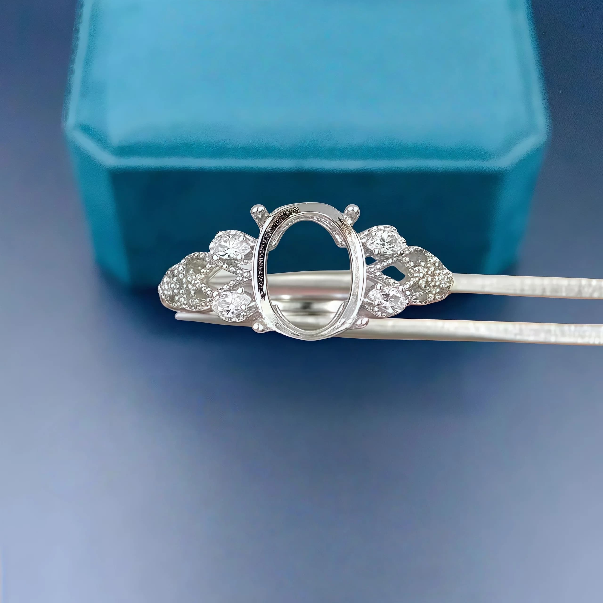 Porta anello vuoto fai-da-te S925 in argento sterling con impostazione 7 * 9/8 * 10mm pietra ellittica moda design raffinato fascino gioielli da sposa per donna