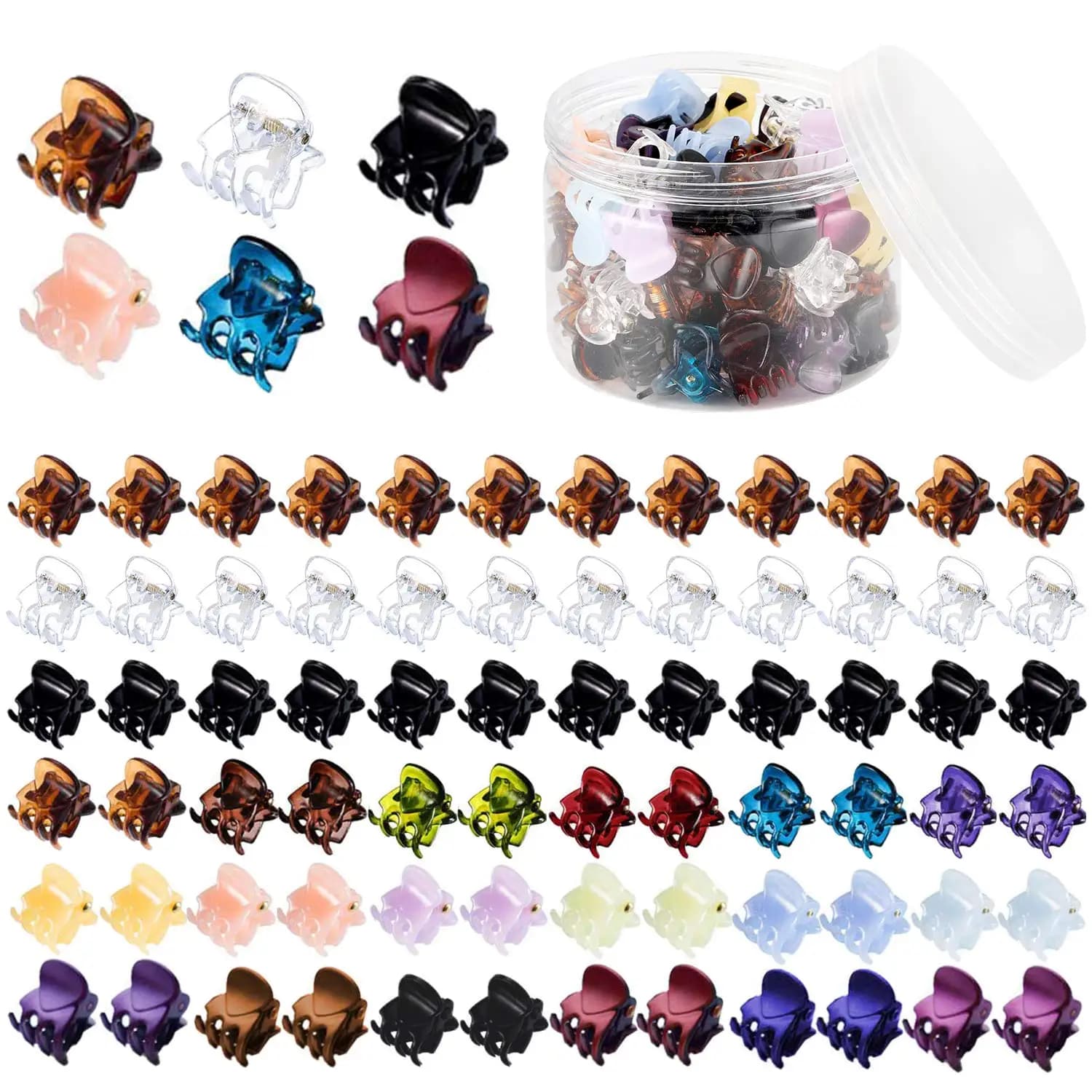 72 mini fermagli per capelli, piccoli fermagli antiscivolo per donne e ragazze, colori assortiti