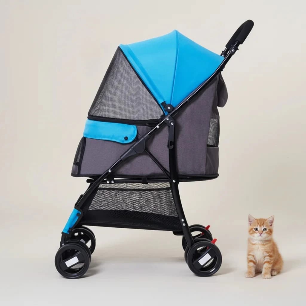 Foldable Portable Pet Carrier/Stroller with Wheels for Dogs & Cats Breathable Mesh Small Dogs