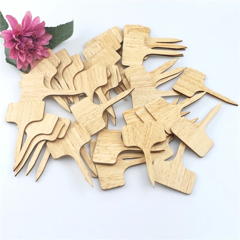 Labels for plants type T from 50 pieces labels for plant signs ecological wood garden markers for seeds of Bonsai pot herbal flower tool