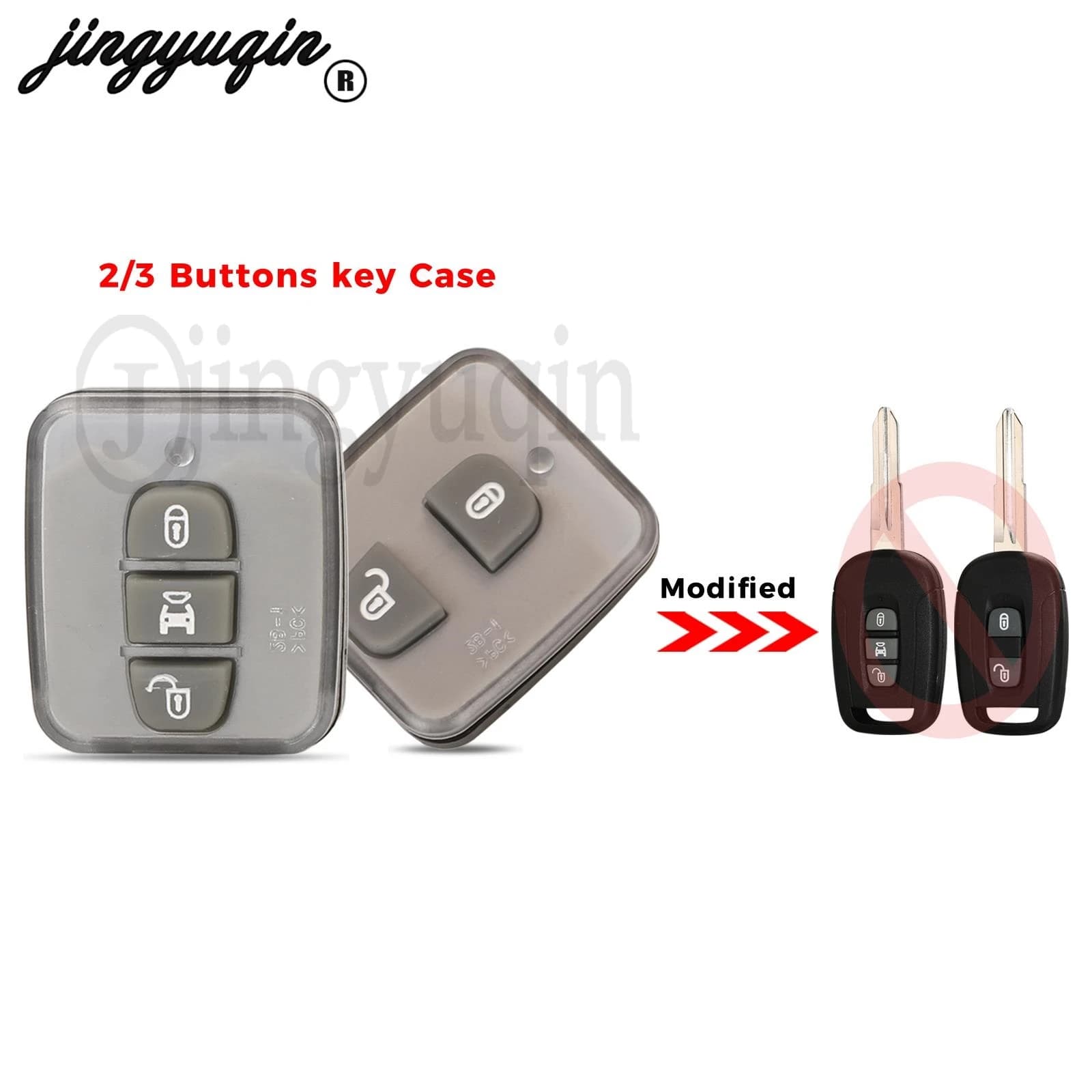Jingyuqin 2/3 Bottoni Chiave Dell'automobile Pad di Gomma Caso Per Chevrolet Captiva Chiave Vuota Copertura Dell'involucro 3 Bottoni di Ricambio