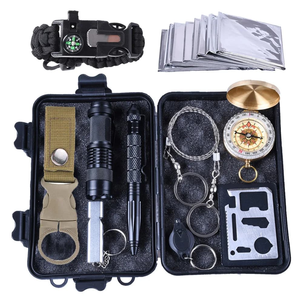 Attrezzatura di sopravvivenza multiutensile, kit di pronto soccorso, strumento di sopravvivenza tattico, campeggio, kit di sopravvivenza di emergenza, per marito, regalo fidanzato