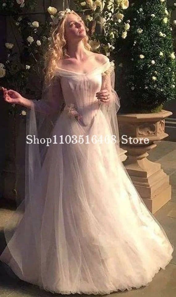 Historic Medieval Wedding Dresses Strapless White Corset Lace Up Fairy Long Sleeve A Line Formal Customised Robes De Cocktail