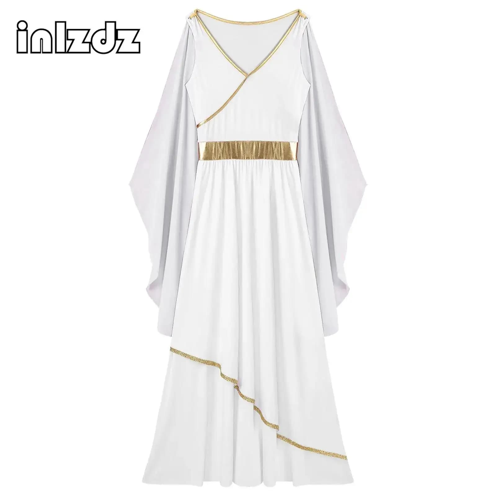 Abito da principessa greca antica da donna, costume da dea Toga per la festa di carnevale di Halloween, abito da regina cosplay in chiffon