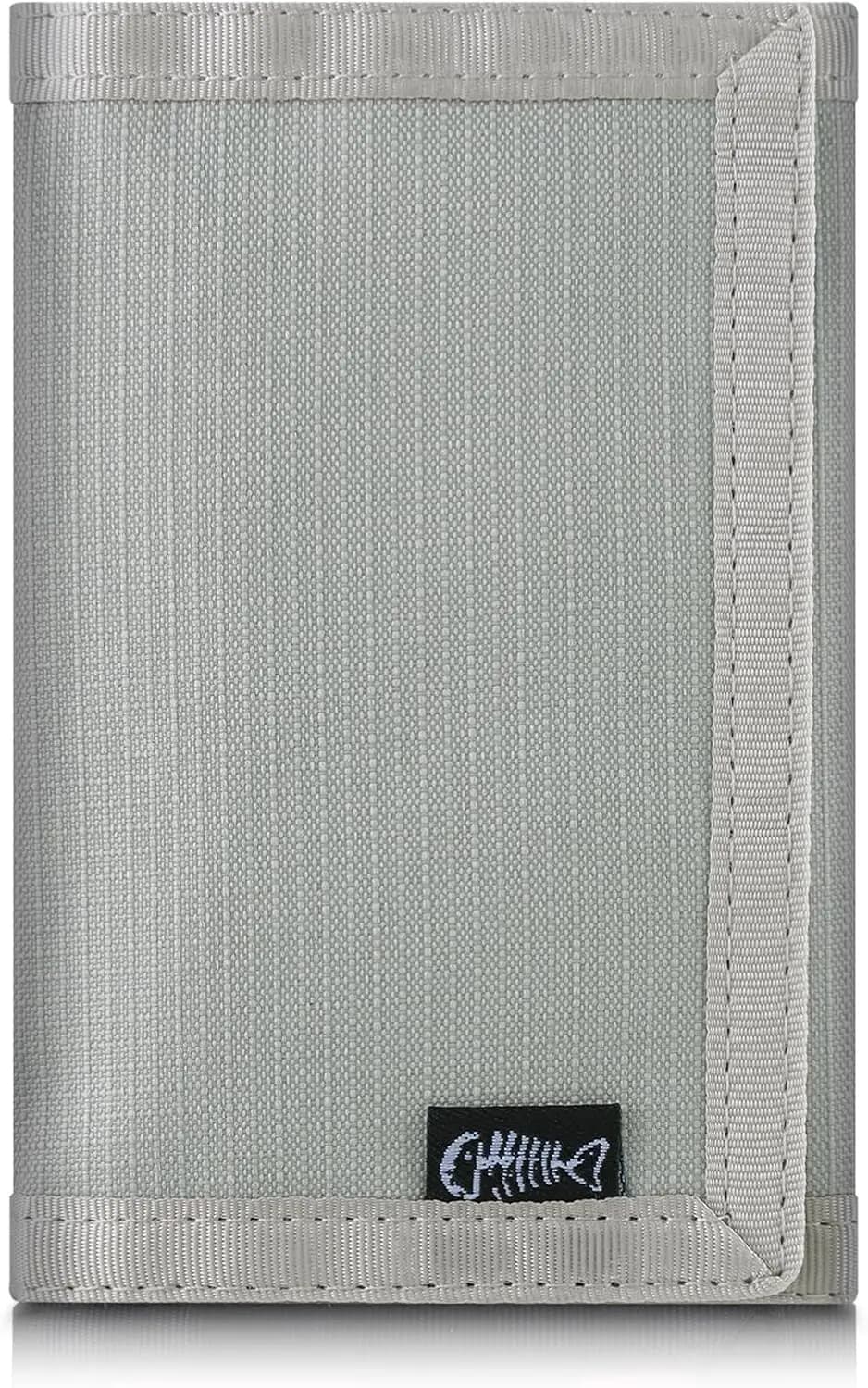 Portafoglio sottile in nylon con blocco RFID e finestra per documenti, porta carte e contanti per uomini e ragazzi - Grigio chiaro
