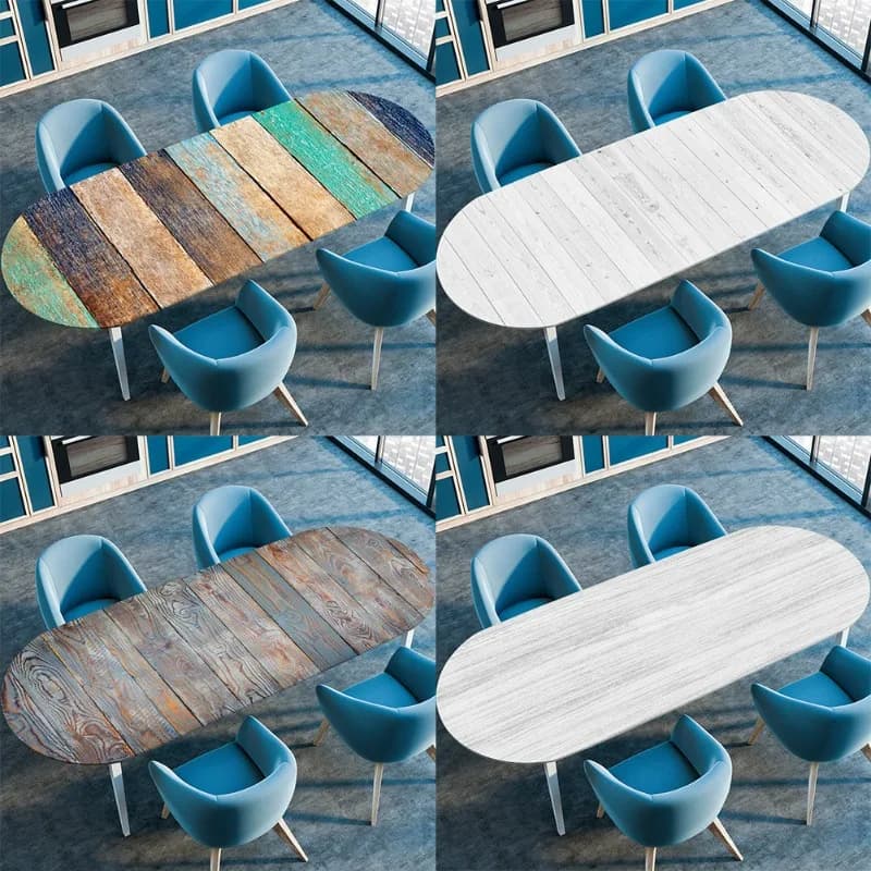 Set tavolino da salotto con fascia elastica ellittica, tovaglia impermeabile, resistente all'olio e lavabile in stile struttura in legno