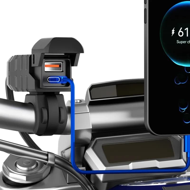 PD QC3.0 USB Charger for Moto 12V, Power Adapter for Phone, Motorcycle Accessories for All Phones, Tablets and GPS