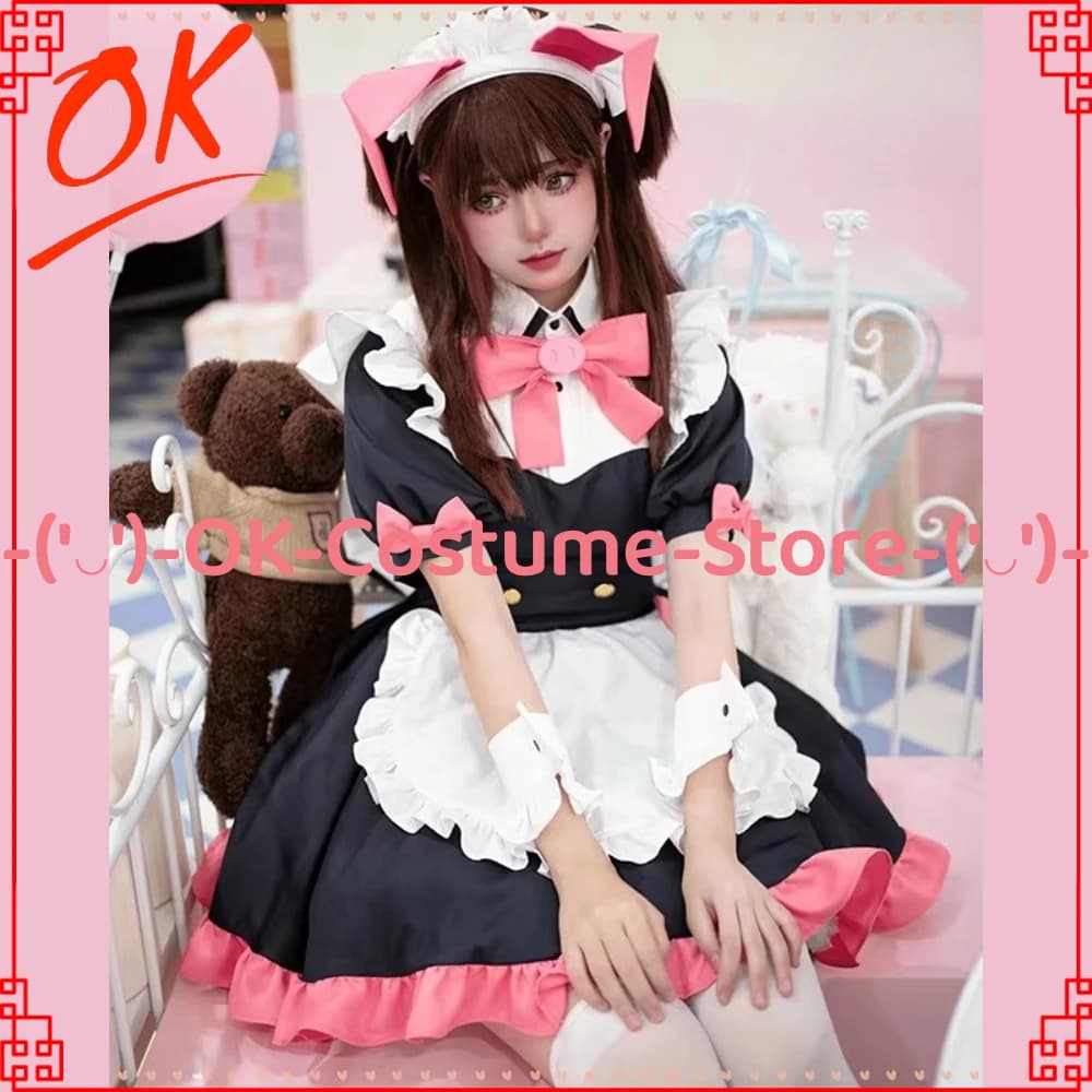 Costume Cosplay Akiba Maid War per Donna, Ranko Wahira Nagomi Yumechi, Abito da Cameriera Kawaii Lolita, Uniforme per Festa di Halloween