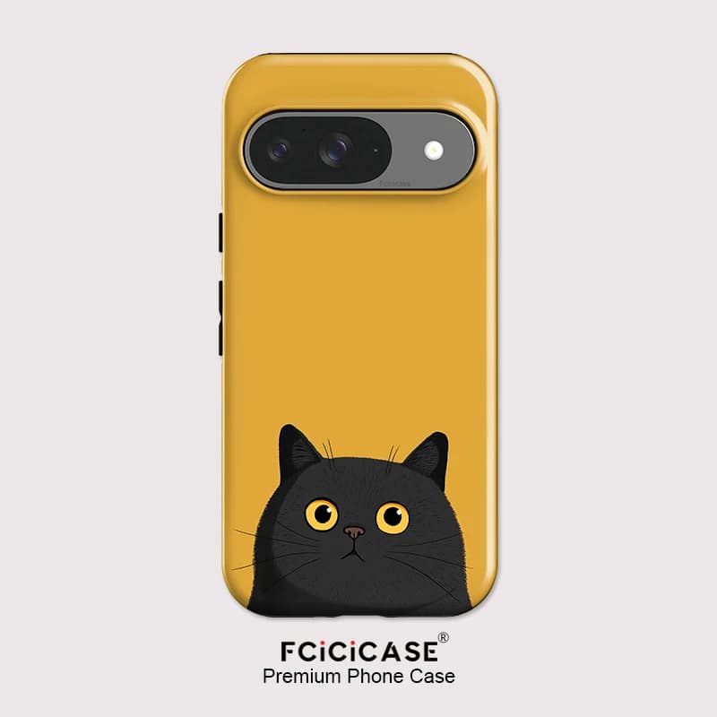 Fcicicase For Pixel 9 10 Pro Cute Black Cat Pattern Phone Case For Google Pixel 10A 8A 7A 9 10 Pro XL 8 2 in 1 Dual Layer Etui