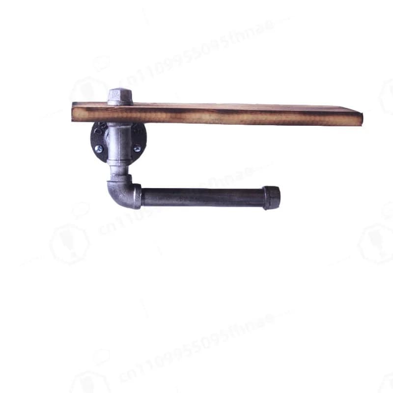 Industrial Iron Pipe Wall Mount Shelf Multifunctional Toilet Paper Holder Bathroom Storage Organizer Rack for Washroom Decor
