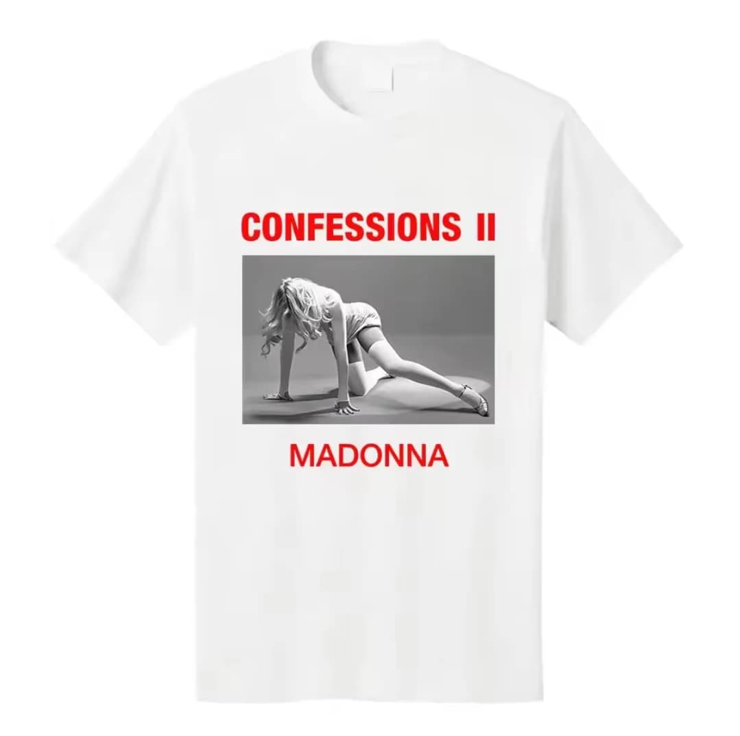 Unisex Couple Crew Neck Short Sleeve Summer Printed T-shirt With Madonna CONFESSIONS II Prints T-shirt