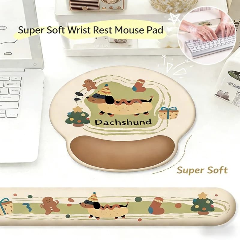 Tappetino per mouse con simpatici animali dei cartoni animati, morbido tappetino in silicone con supporto per il polso, comodo e durevole, tappetino per mouse ergonomico per computer da ufficio domestico
