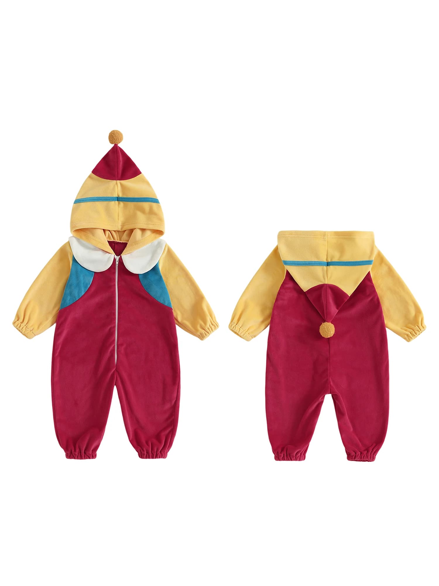 Pagliaccetto natalizio con cappuccio per neonato con colletto per bambola e chiusura con cerniera Adorabile vestito da vacanza per neonato o ragazza
