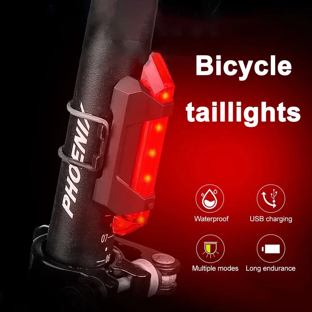 USB Bicycle Light Rechargeable Rear Road Bike Backlights for Safety Equipment for Mountain Bike Night Guide