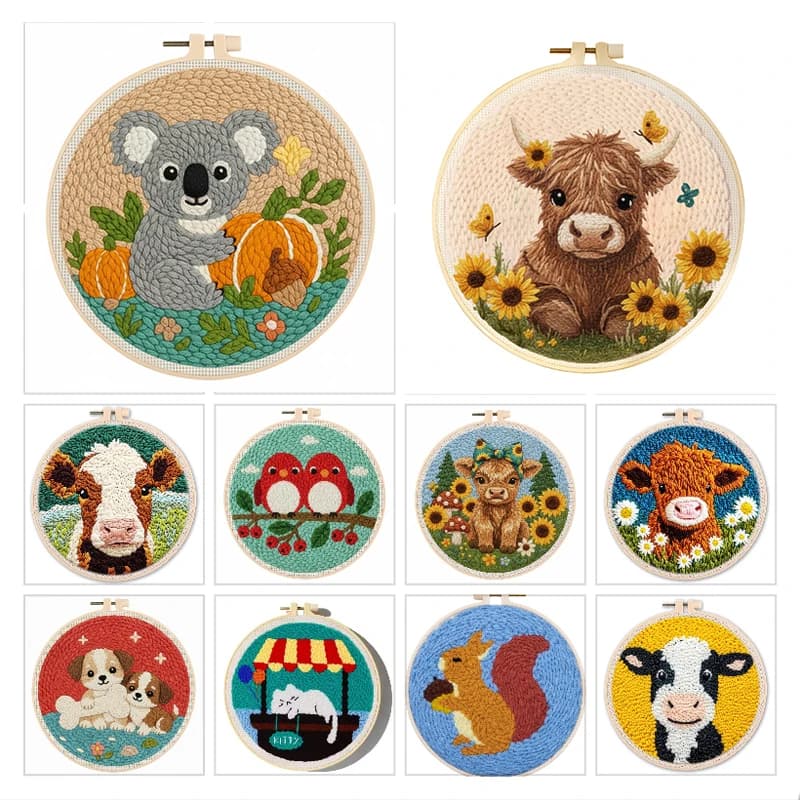 Punch Needle Embroidery Kit For Adult Beginner Handcraft with Embroidery Frame Tool Starter Set Cross Stitch Kits Painting Decor