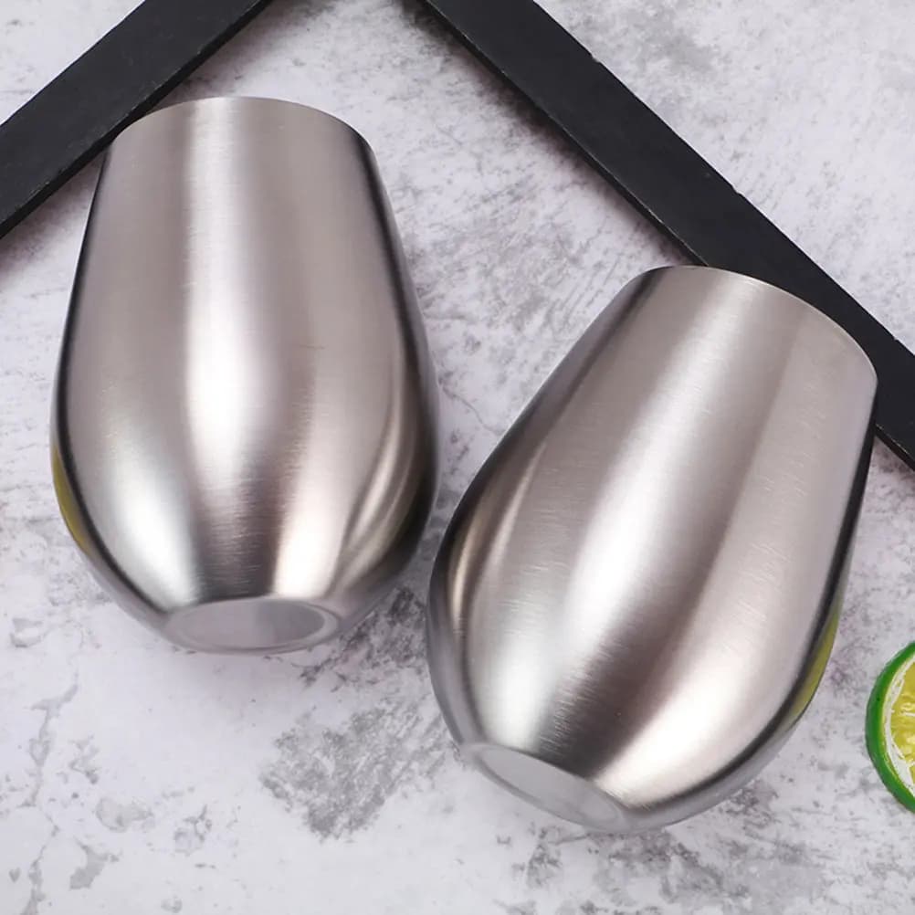 18 ounces stainless steel egg-shaped glass, unbreakable water bottle for parties, beach, excursions, picnic, dishwasher safe, cocktail glass, wine