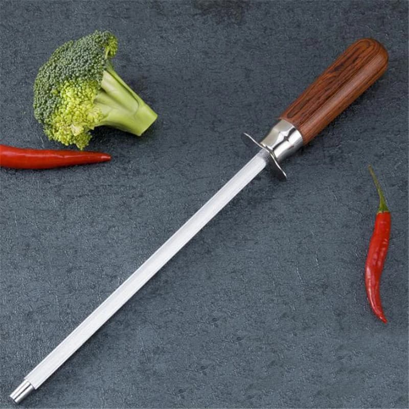 Affilacoltelli con asta da 1 pezzo con manico in acciaio inossidabile per affilare i coltelli in acciaio da chef Assistente da cucina Musat