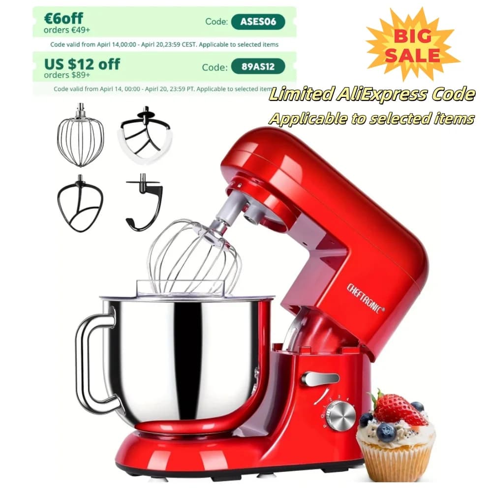 1pc CHEFTRONIC Stand Mixer, 7 Qt Tilt-Head Electric Household Stand Mixer - 650W 6-P Speed, US Plug, milk mount