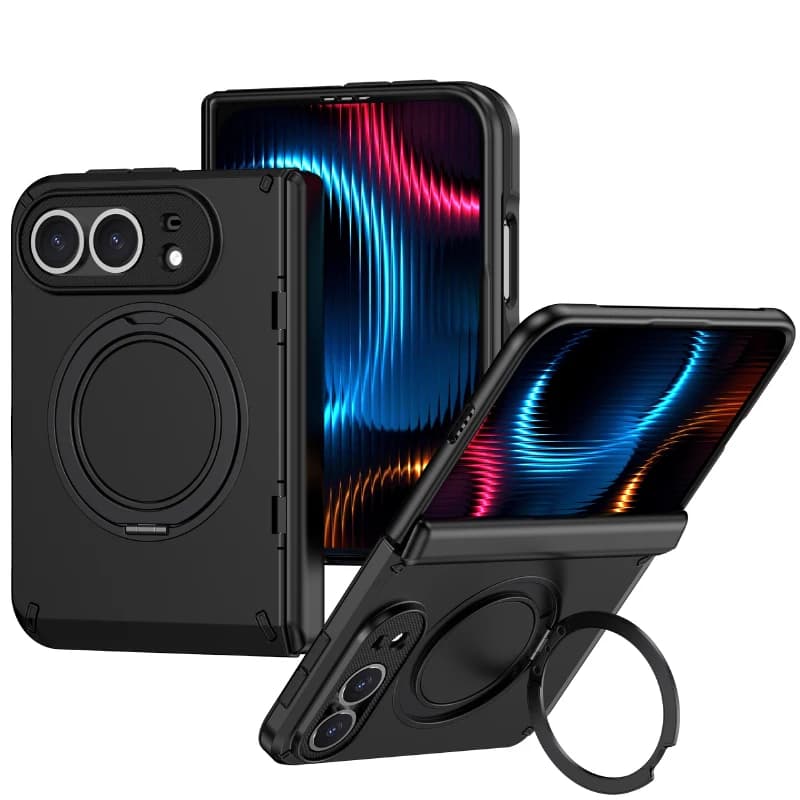 Full package solid color appearance 360 ° folding metal stand for Magsafe iPhone 18 Duo protective sweat removal phone case