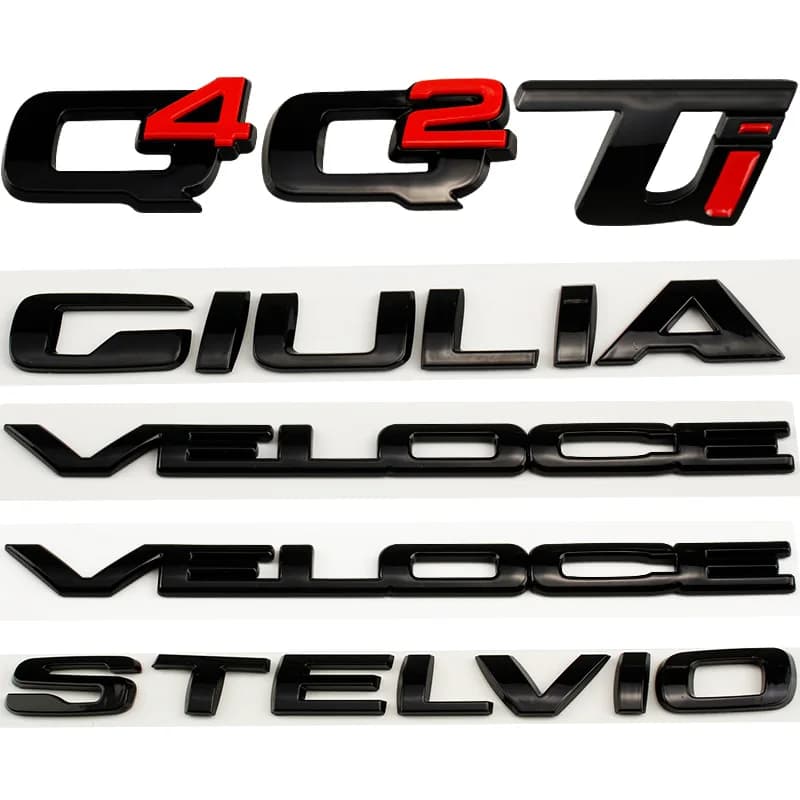 Adesivi neri lucidi con logo Ti per Alfa Romeo Giulia Veloce Stelvio, accessori auto per bagagliaio posteriore, etichetta logo.