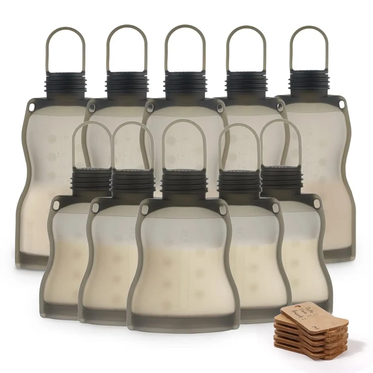 Sacchetti Riutilizzabili in Silicone per Conservazione Latte Materno, Sacchetti Ermetici per Congelatore, Senza BPA, Grado Alimentare
